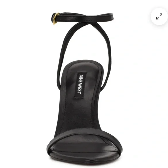 Nine West Reina Black and Gold Women's Stiletto Sandals - Picture 7 of 11